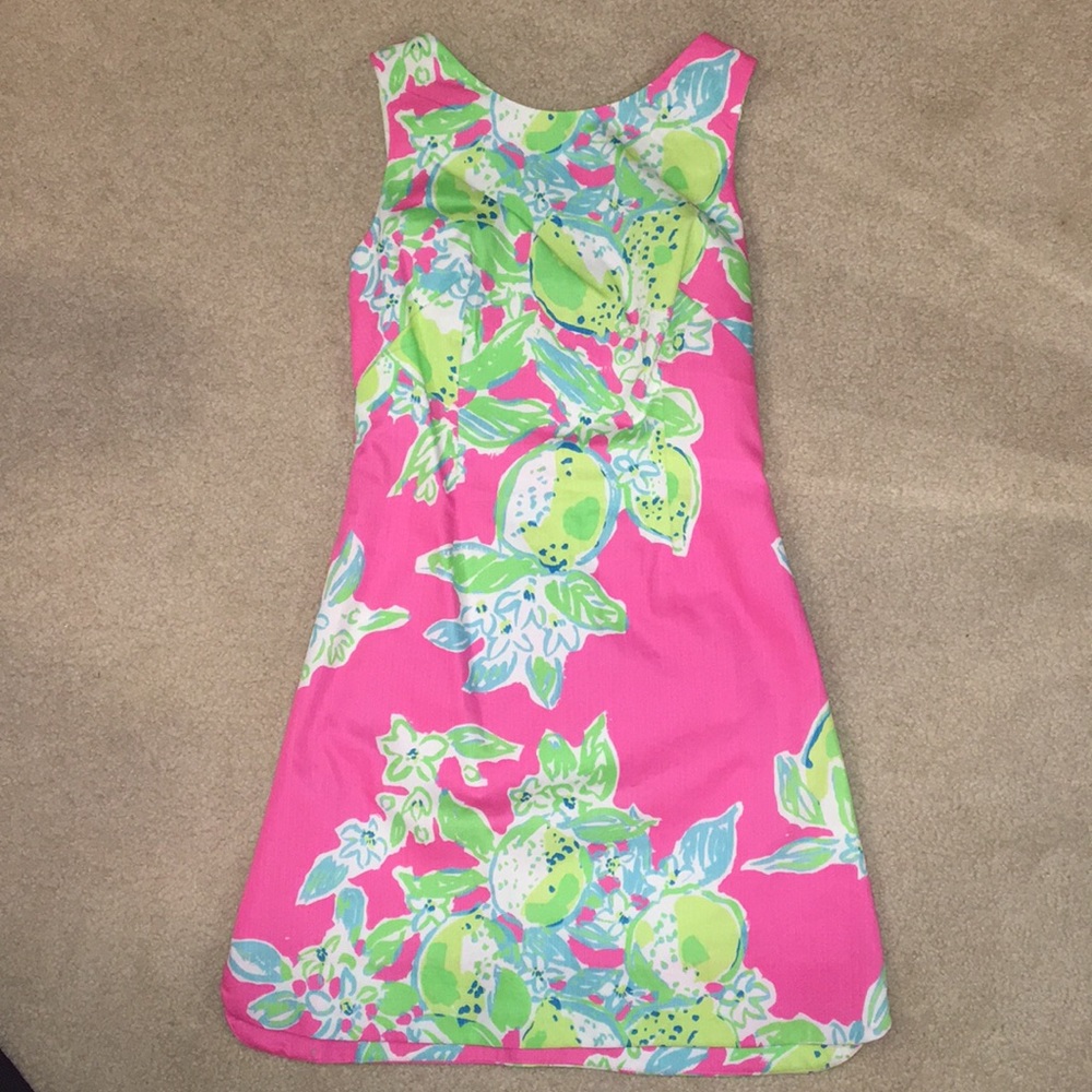 Lily Pulitzer pink and green print shift dress